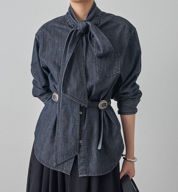  「デニムボウタイブラウス」|シャツ・ブラウス|