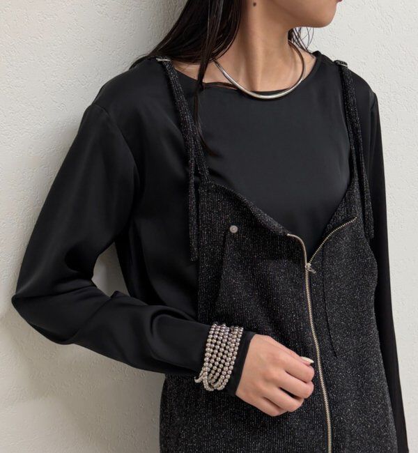  「サテンロンTブラウス」|シャツ・ブラウス|ブラック