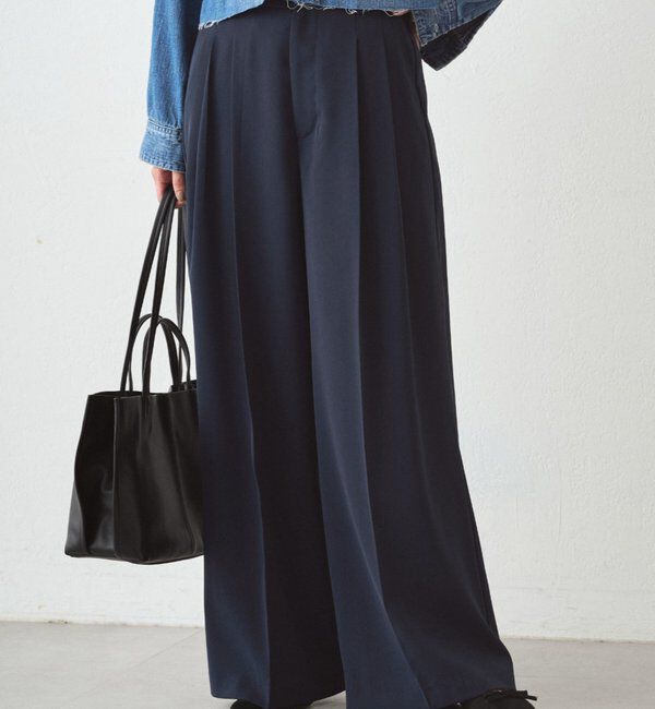  「2タックワイドパンツ」|チノ|ネイビー