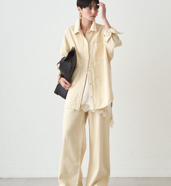  「ワイドカラーデニムパンツ」|デニム|