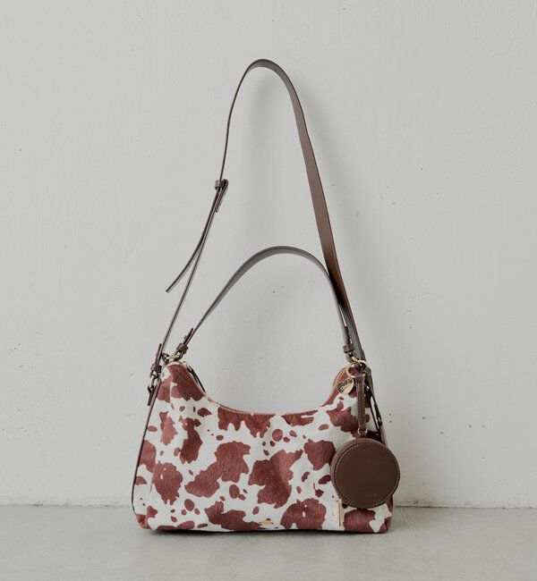  「ポーチチャーム付きスエードコンビボストンバッグ」|ボストンバッグ|