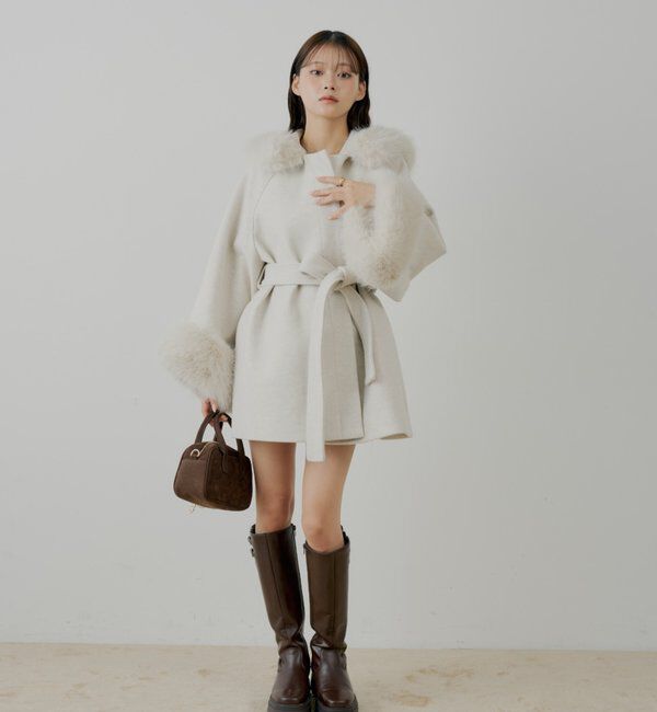  「【4色展開】ファー襟ケープコート」|その他|