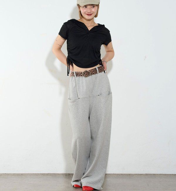  「【新色レース】シアー/レース  ヘンリー半袖パーカー」|Tシャツ・カットソー|