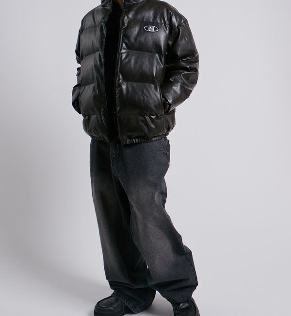  「【UNISEXS】S LOGO VINTAGE-LIKE LEATHER BLO」|ブルゾン・スタジャン|