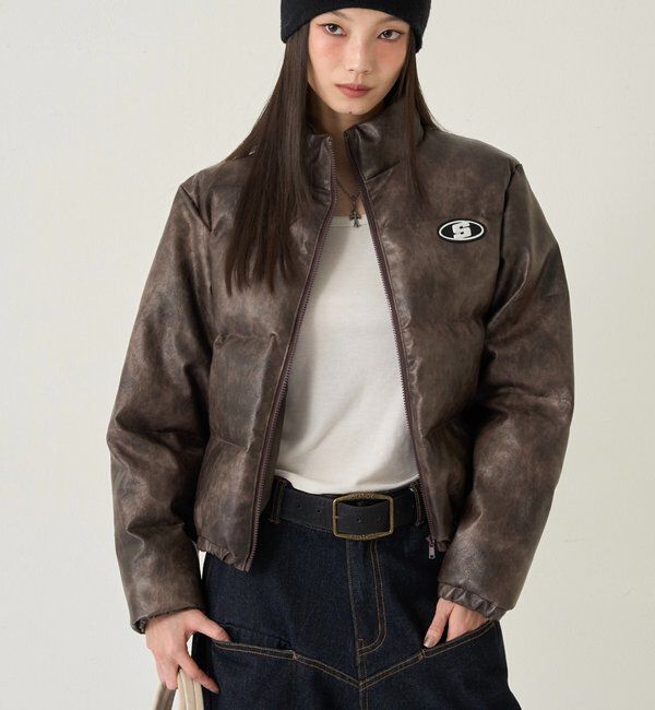  「【UNISEXS】S LOGO VINTAGE-LIKE LEATHER BLO」|ブルゾン・スタジャン|