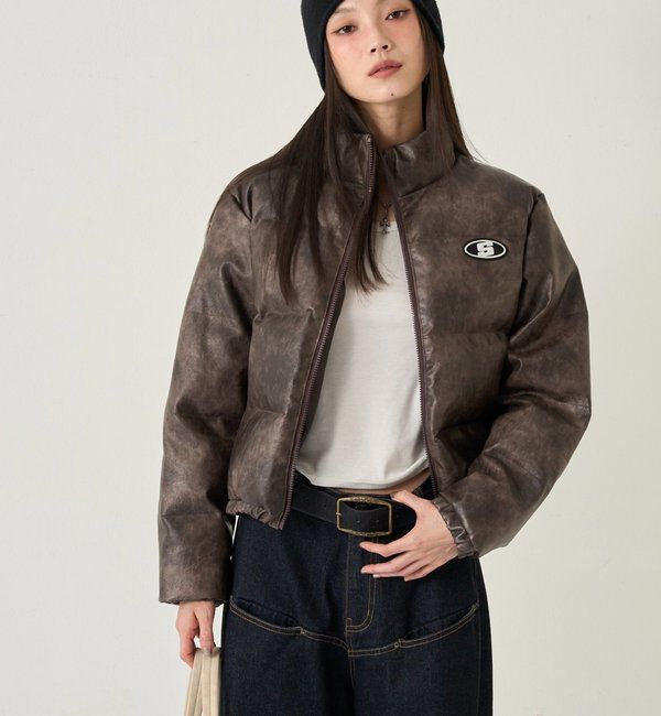  「【UNISEXS】S LOGO VINTAGE-LIKE LEATHER BLO」|ブルゾン・スタジャン|