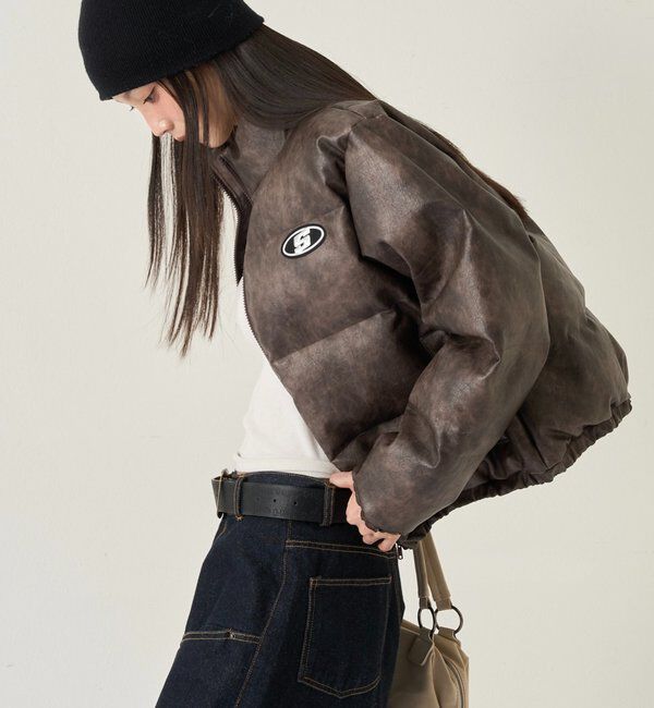  「【UNISEXS】S LOGO VINTAGE-LIKE LEATHER BLO」|ブルゾン・スタジャン|