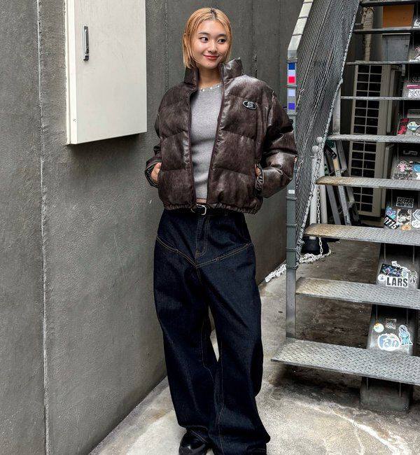  「【UNISEXS】S LOGO VINTAGE-LIKE LEATHER BLO」|ブルゾン・スタジャン|