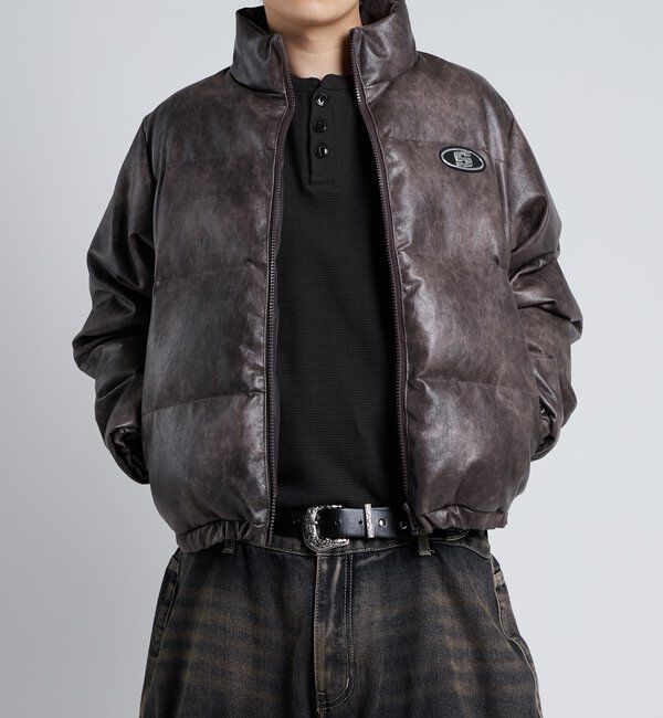  「【UNISEXS】S LOGO VINTAGE-LIKE LEATHER BLO」|ブルゾン・スタジャン|