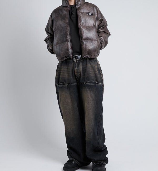  「【UNISEXS】S LOGO VINTAGE-LIKE LEATHER BLO」|ブルゾン・スタジャン|