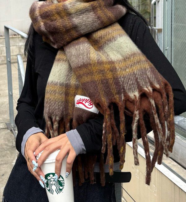  「SLOPPYリバーシブルチェックマフラー」|マフラー|ブラウン