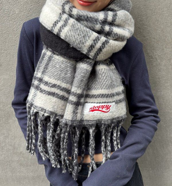  「SLOPPYリバーシブルチェックマフラー」|マフラー|ブラック