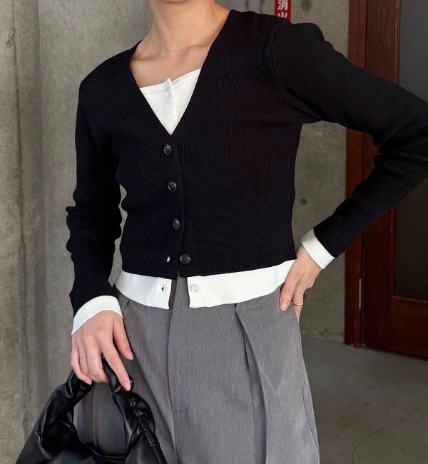  「バイカラーレイヤードカーディガン」|カーディガン|