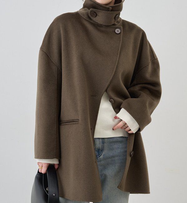  「ビッグカラーリバーミディコート」|その他|モカ