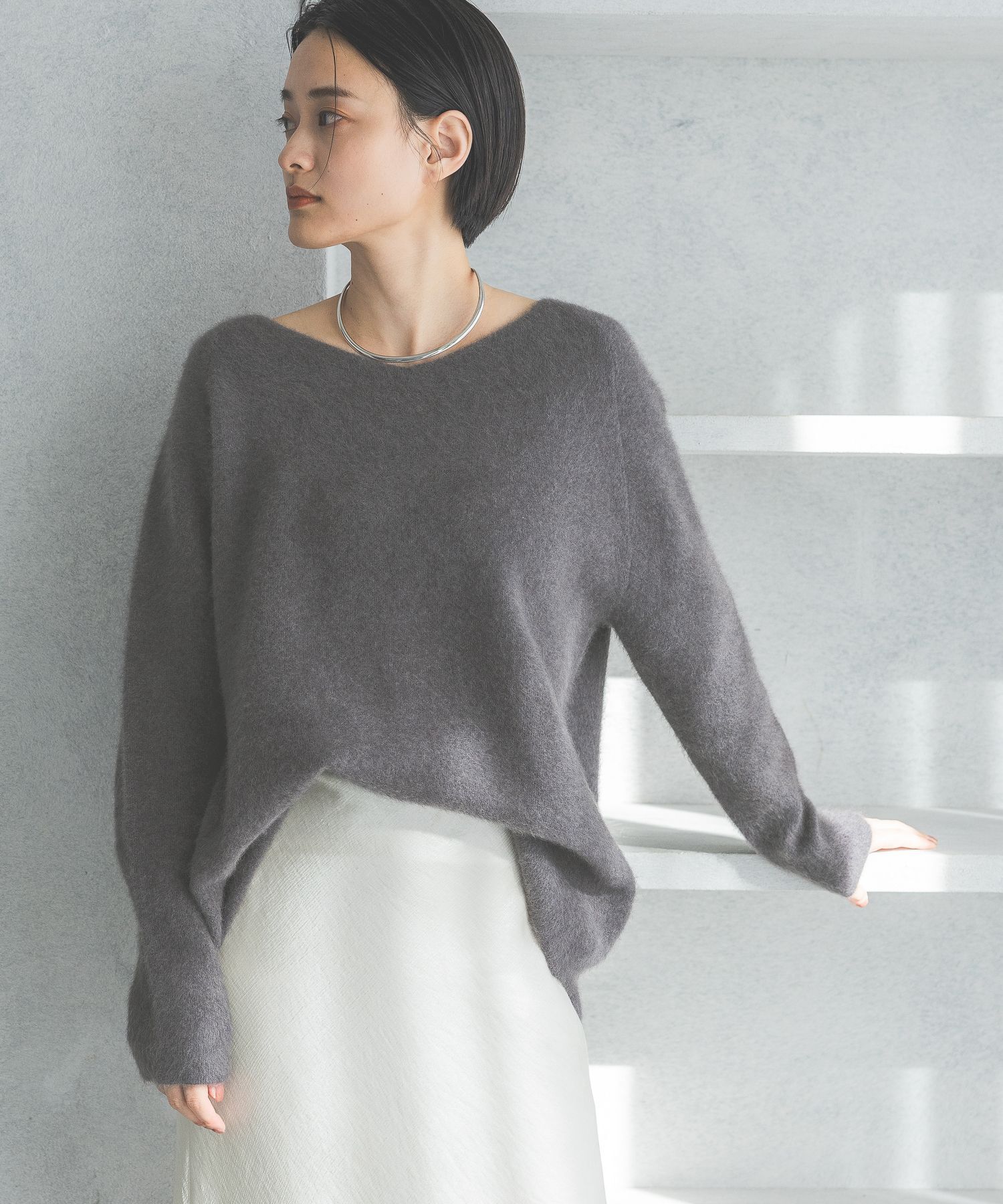 A part by 「CNラクーンコン2WAYニットプルオーバー」|ニット・セーター|グレー