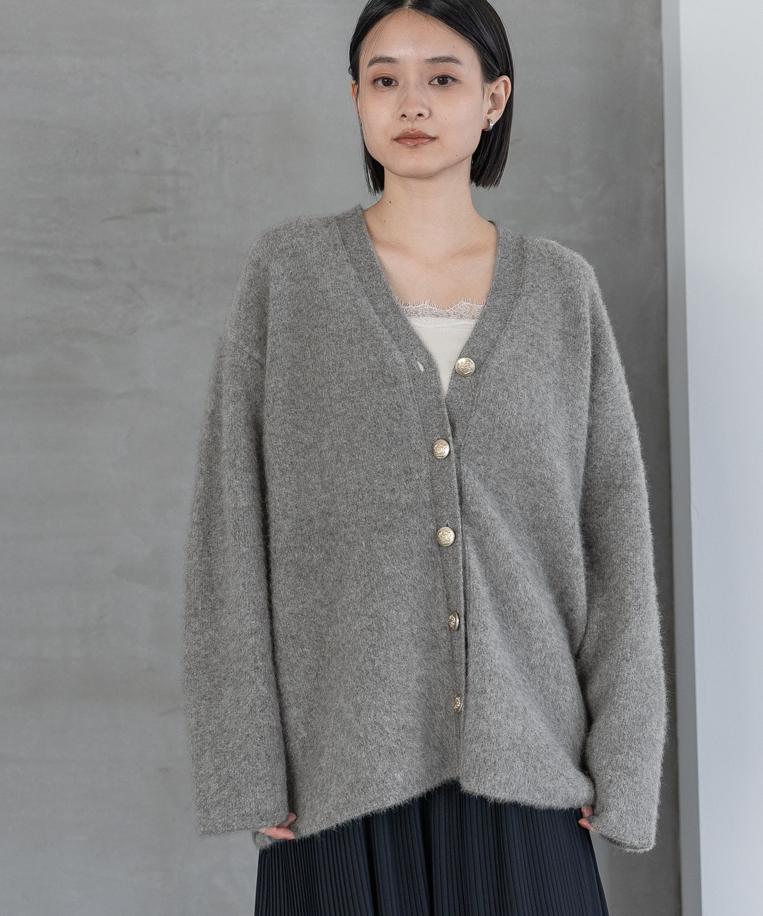 A part by 「CNラクーンコンVカーディガン」|ニット・セーター|グレー