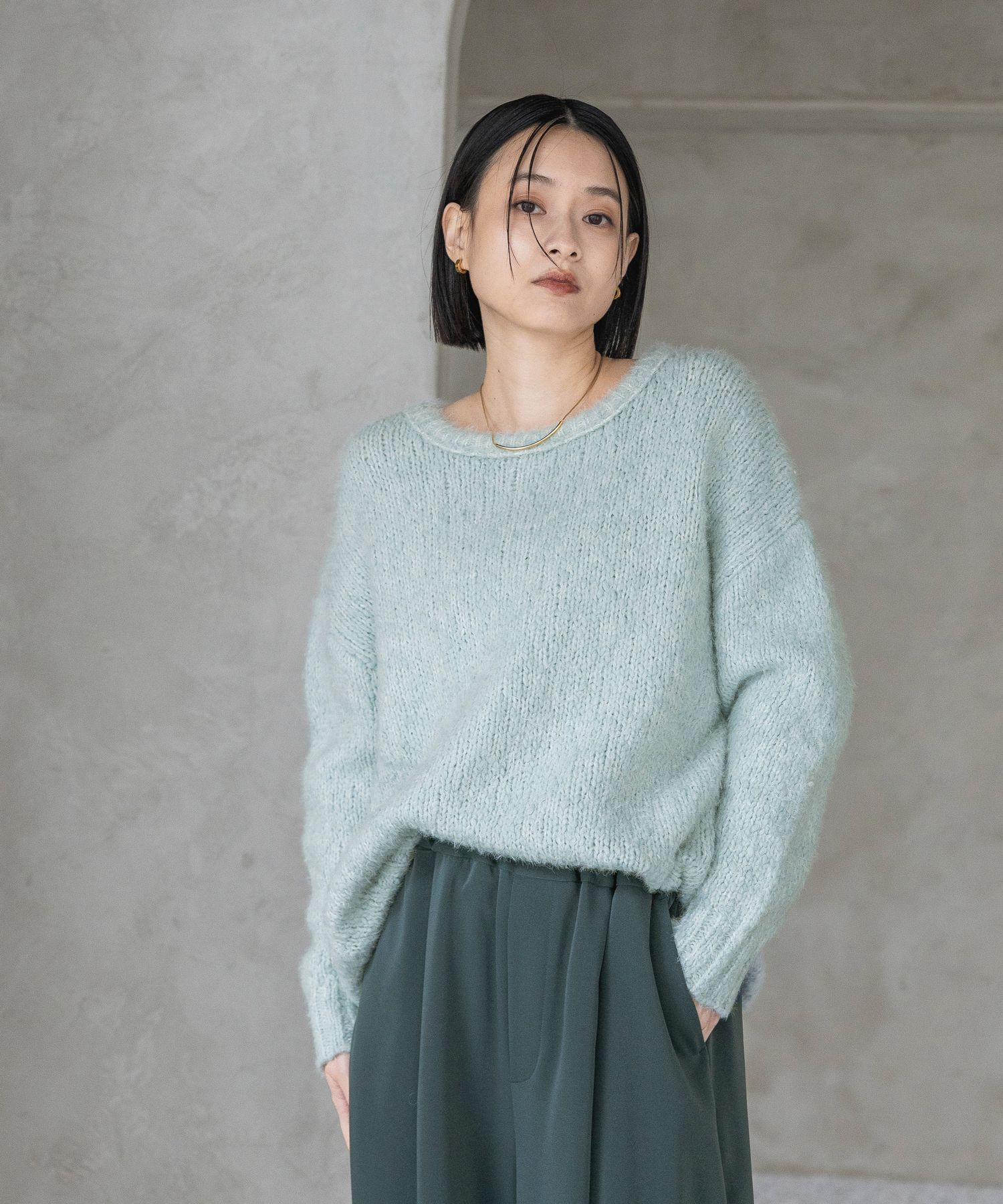 A part by 「フェザールーズニットプルオーバー」|ニット・セーター|ライトグリーン
