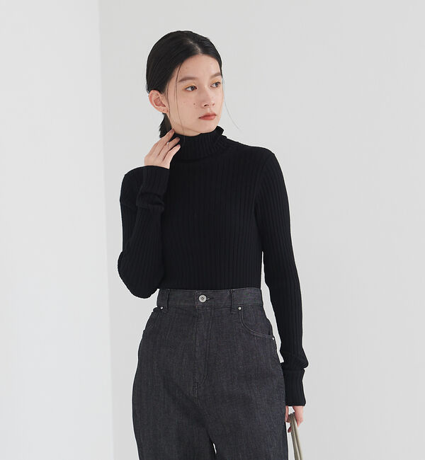 collex「タートルリブプルオーバー」|ニット・セーター|ブラック