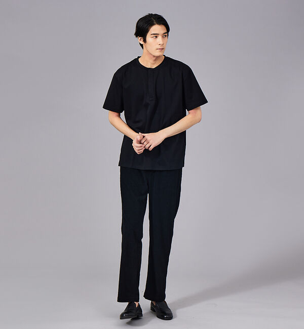 ABAHOUSE「【スーピマコットン】比翼 ヘンリーネック Tシャツ」|Tシャツ・カットソー|