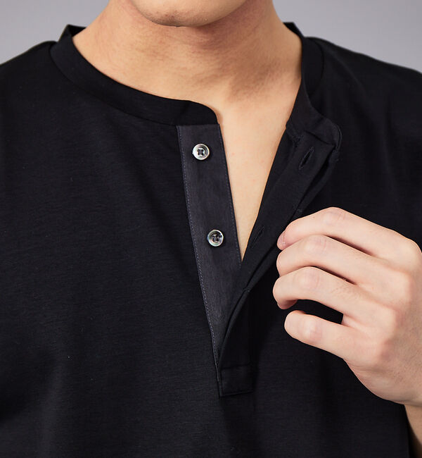 ABAHOUSE「【スーピマコットン】比翼 ヘンリーネック Tシャツ」|Tシャツ・カットソー|