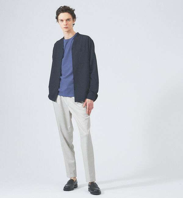 ABAHOUSE「【定番】ストレッチ ノーカラー Vネック シャツ」|シャツ・ブラウス|