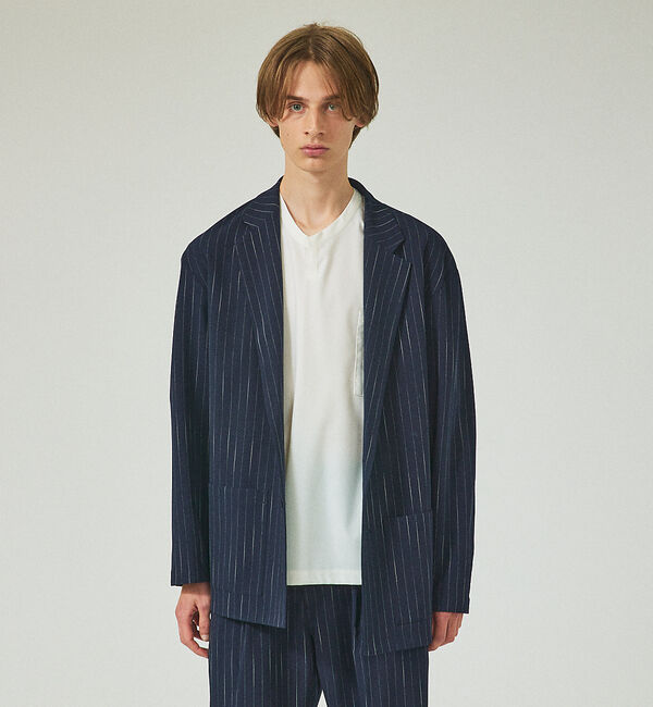 ABAHOUSE「【セットアップ対応】ストライプ ジャケット / セミオーバーサイズ」|テーラードジャケット|