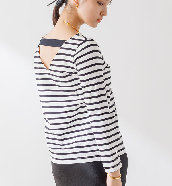 Rouge vif「バックVボーダー ロンT」|Tシャツ・カットソー|ブラック