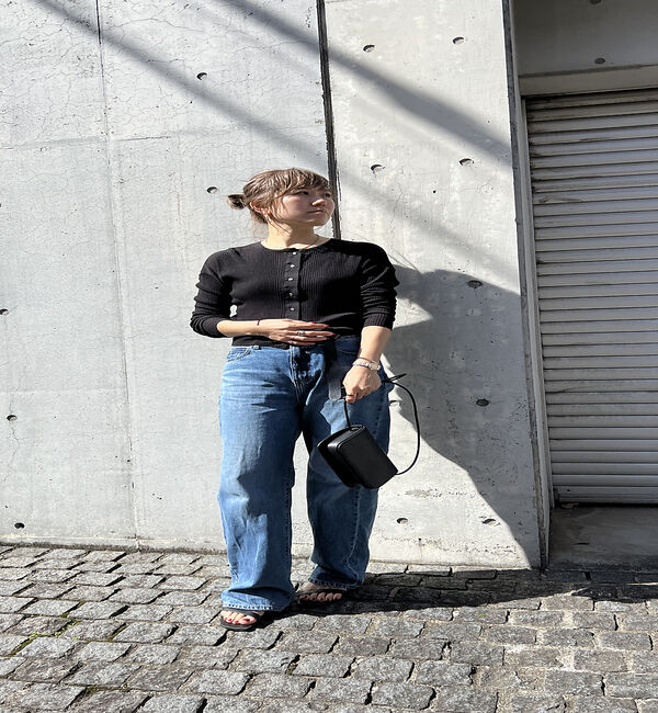 Rouge vif「布帛コンビシアーリブカーディガン」|カーディガン|