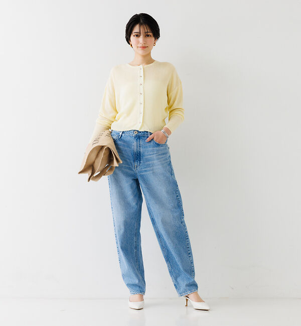 Rouge vif「布帛コンビシアーリブカーディガン」|カーディガン|