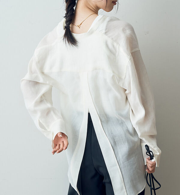 Rouge vif「麻混バックスリットスキッパーシャツ」|シャツ・ブラウス|オフホワイト