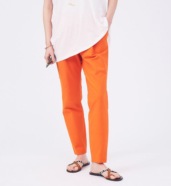 qualite「【新色登場】【セットアップ対応】コットンリネン2WAYストレッチタックパンツ」|その他|オレンジ