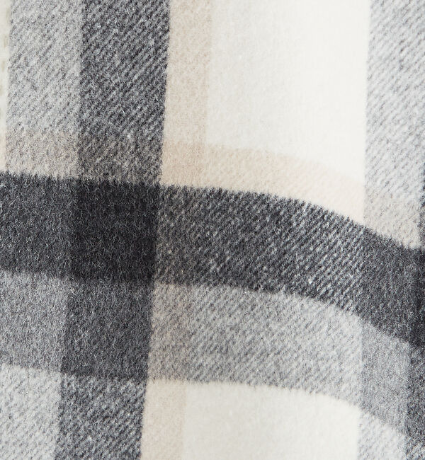 qualite「チェックダブルフェイスストールコート」|ノーカラーコート|