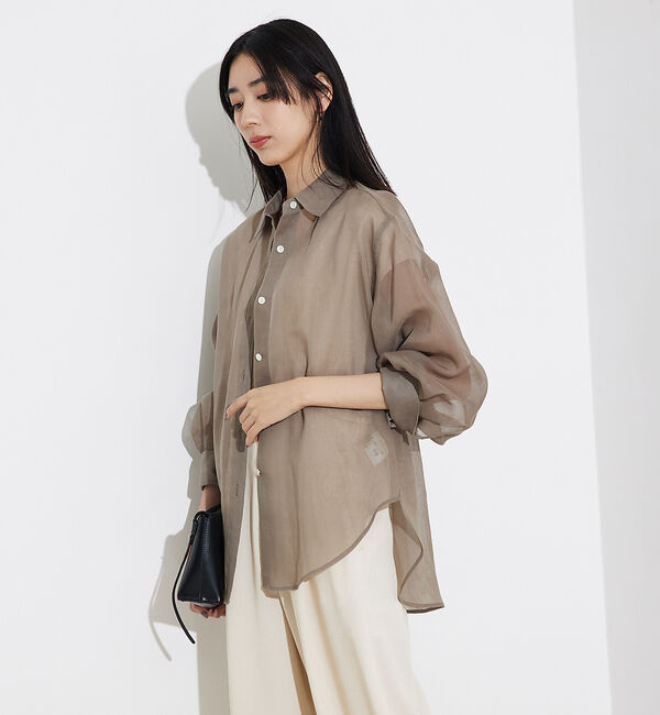 qualite「ソフトオーガンジーシアーシャツ」|シャツ・ブラウス|