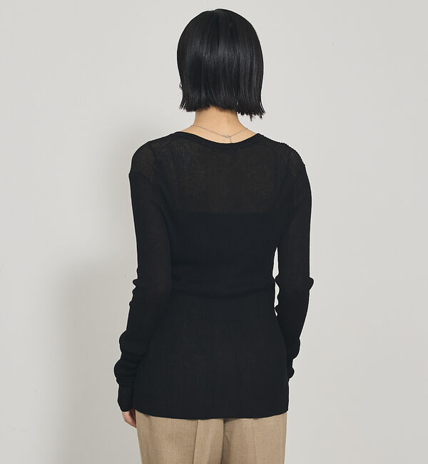 qualite「ヘンリーネックシアーリブニット」|Tシャツ・カットソー|