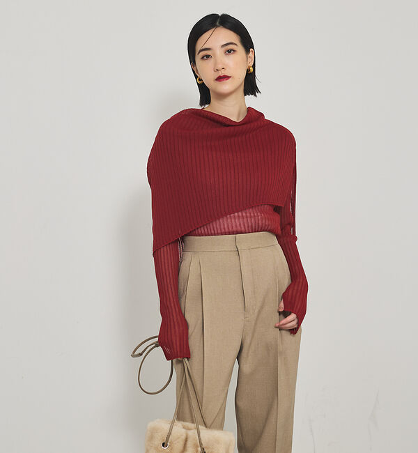 qualite「【Oggi掲載】ワイドリブシアースヌードニット/スヌード取り外し可能」|ニット・セーター|