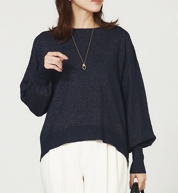 abahouse mavie「ラメMIXニットプルオーバー」|ニット・セーター|ダークネイビー
