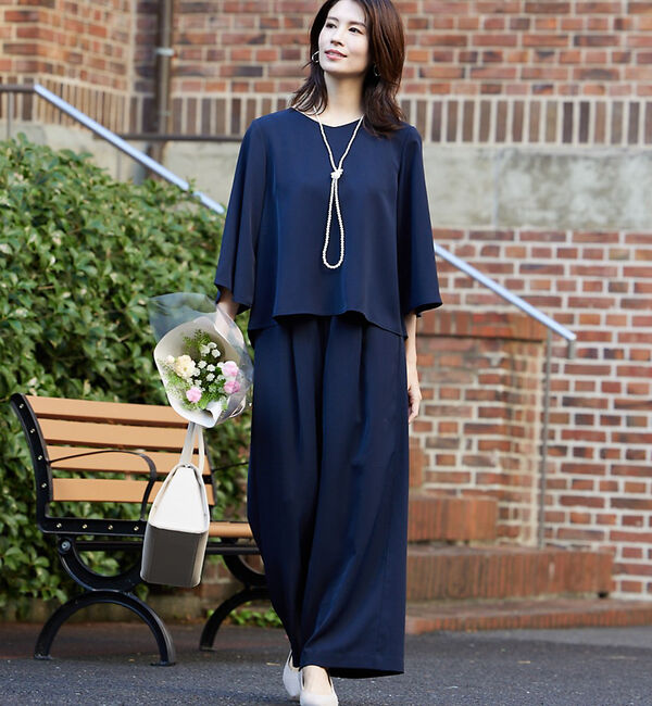 abahouse mavie「【販売店舗限定！上下２点セット】フレアブラウス&times;ワイドパンツセットアップ」|ワンピース|