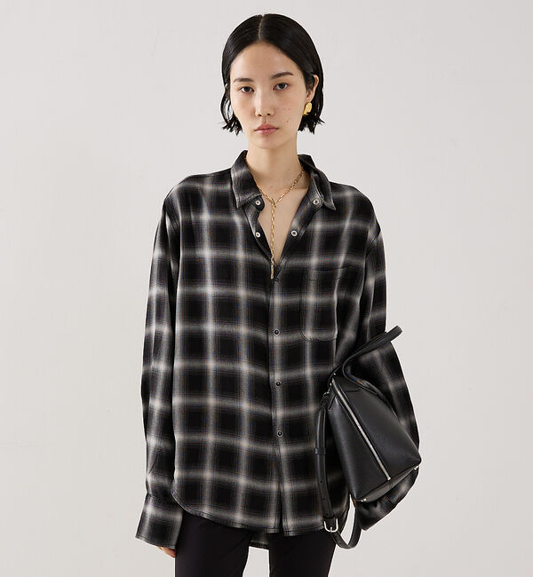 The Store by C' 「【REMI RELIEF】【別注】レーヨンツイルチェックシャツ」|シャツ・ブラウス|ブラック