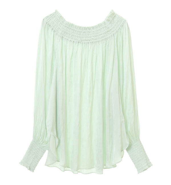 TIARA「ヴィンテージサテンギャザーブラウス」|シャツ・ブラウス|グリーン