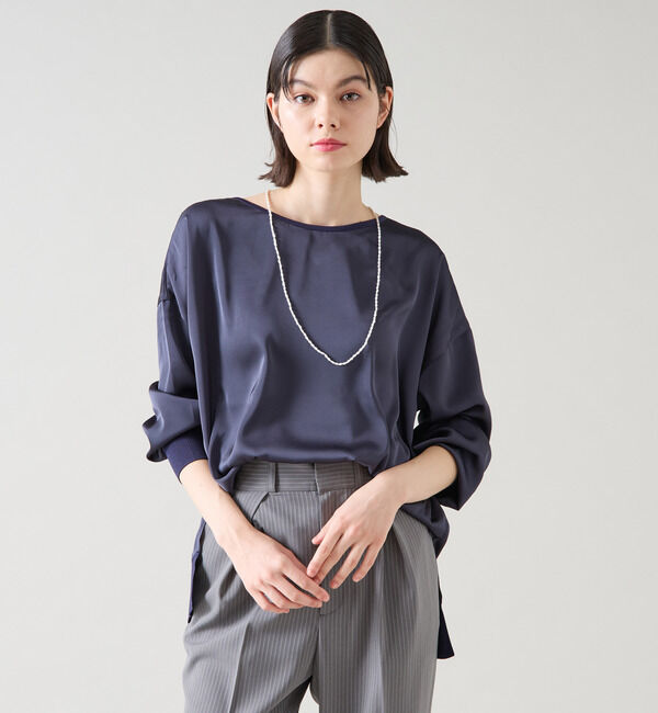 TIARA「リブトリミングトップス」|ニット・セーター|ネイビー