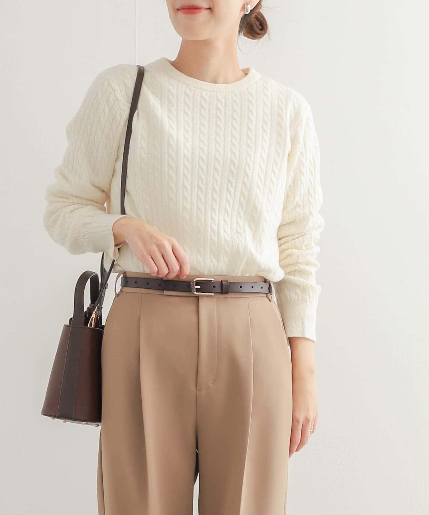 URBAN RESEARCH DOORS「ウール混ケーブルコンパクトニット」|ニット・セーター|