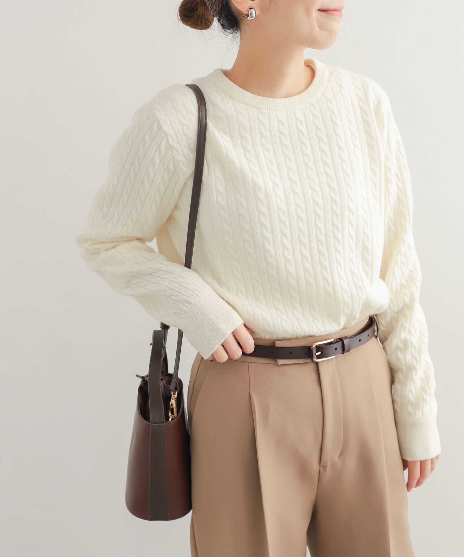 URBAN RESEARCH DOORS「ウール混ケーブルコンパクトニット」|ニット・セーター|