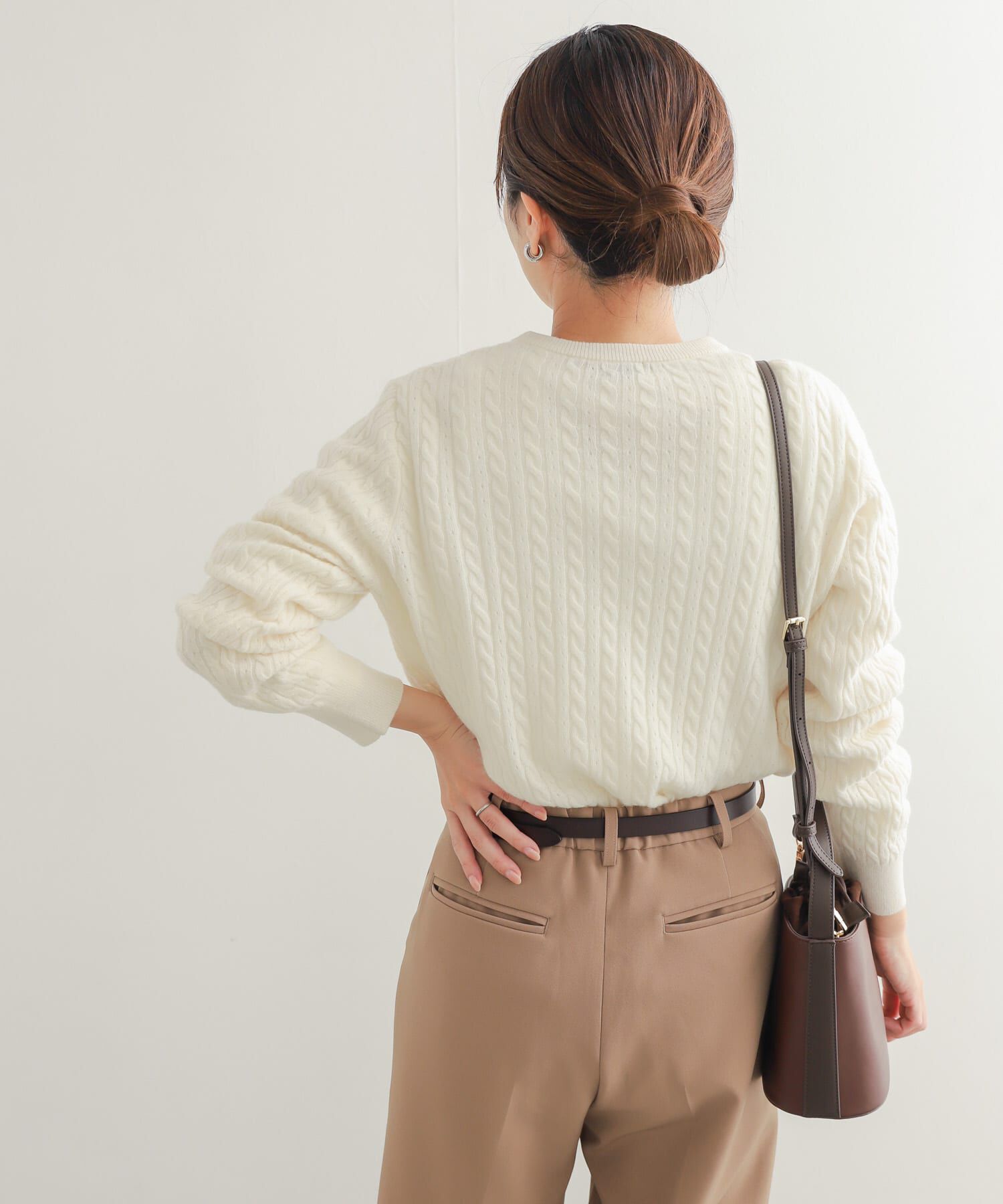 URBAN RESEARCH DOORS「ウール混ケーブルコンパクトニット」|ニット・セーター|