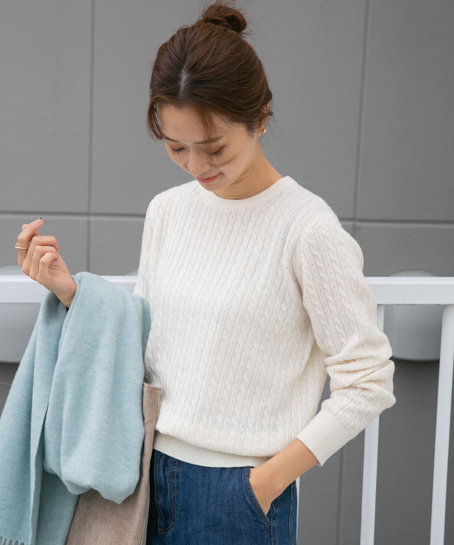 URBAN RESEARCH DOORS「ウール混ケーブルコンパクトニット」|ニット・セーター|