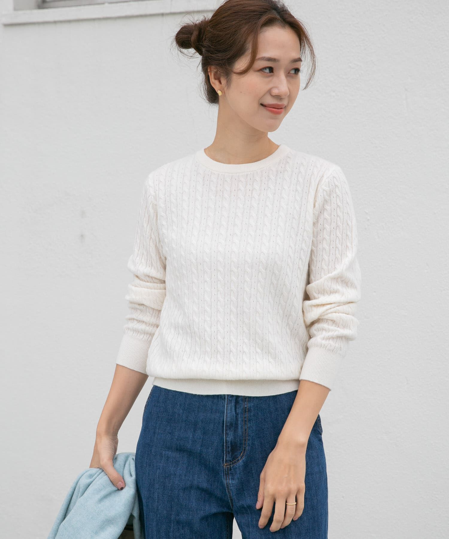 URBAN RESEARCH DOORS「ウール混ケーブルコンパクトニット」|ニット・セーター|