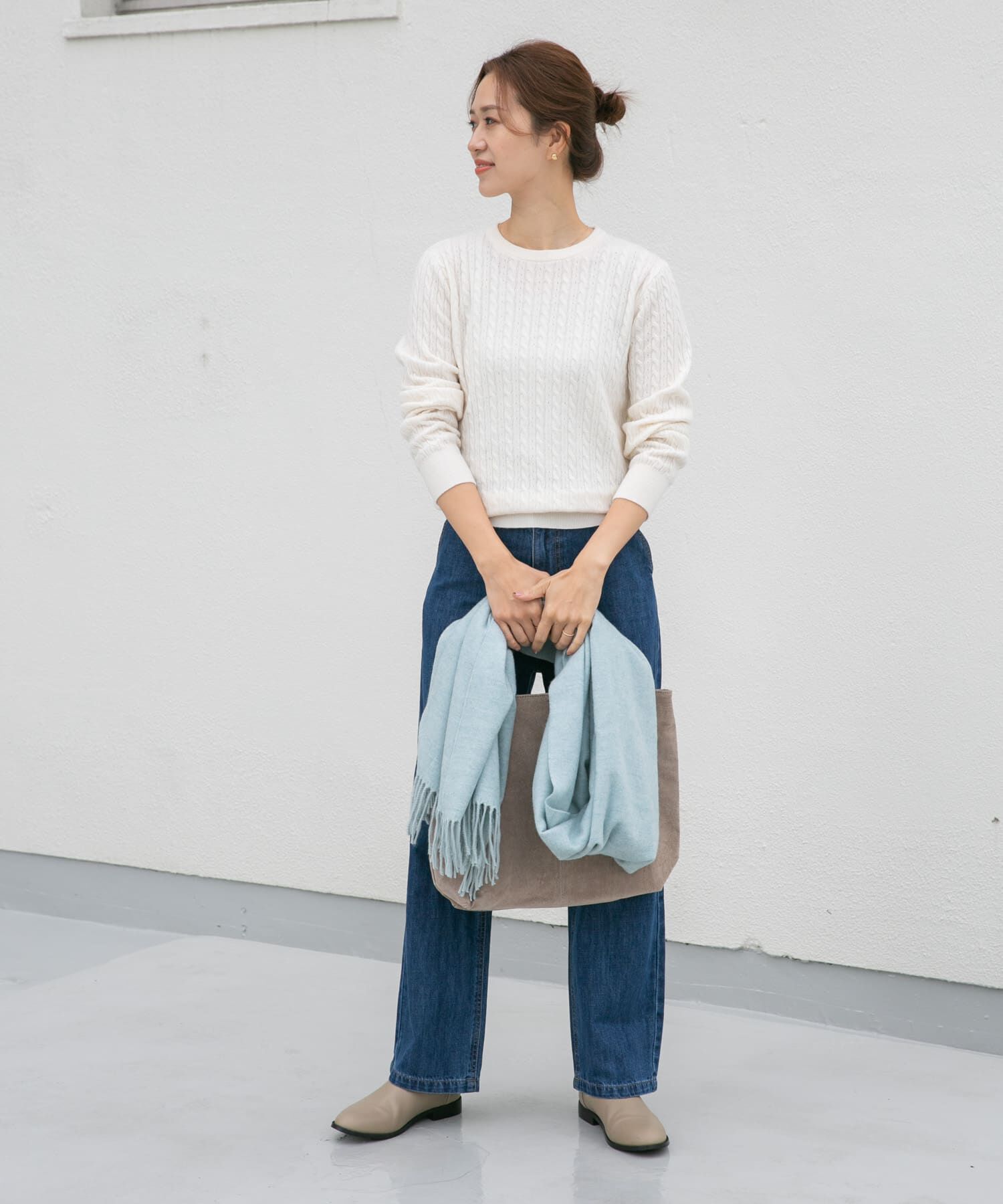 URBAN RESEARCH DOORS「ウール混ケーブルコンパクトニット」|ニット・セーター|