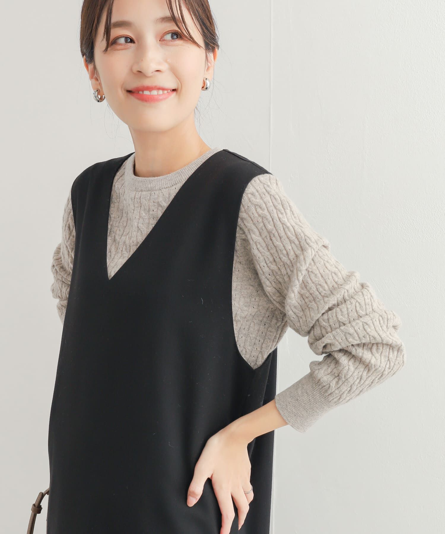 URBAN RESEARCH DOORS「ウール混ケーブルコンパクトニット」|ニット・セーター|