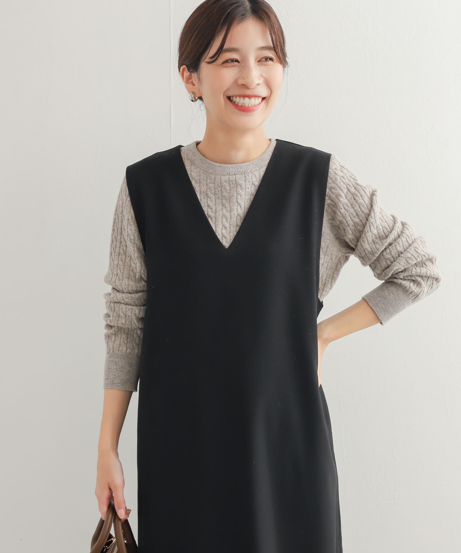 URBAN RESEARCH DOORS「ウール混ケーブルコンパクトニット」|ニット・セーター|