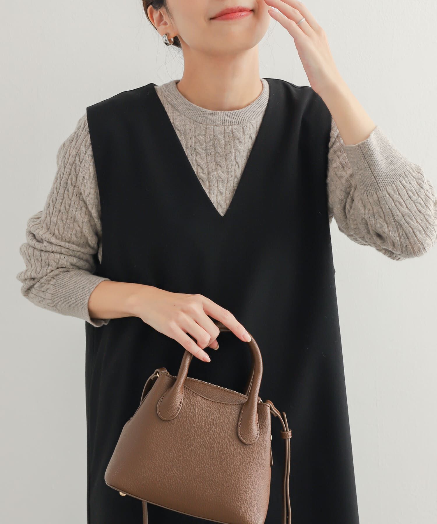 URBAN RESEARCH DOORS「ウール混ケーブルコンパクトニット」|ニット・セーター|