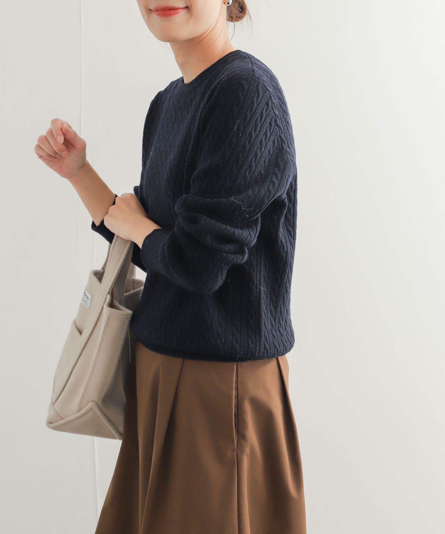 URBAN RESEARCH DOORS「ウール混ケーブルコンパクトニット」|ニット・セーター|